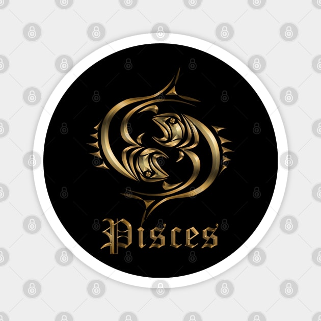 pisces zodiac gold edition Magnet by INDONESIA68